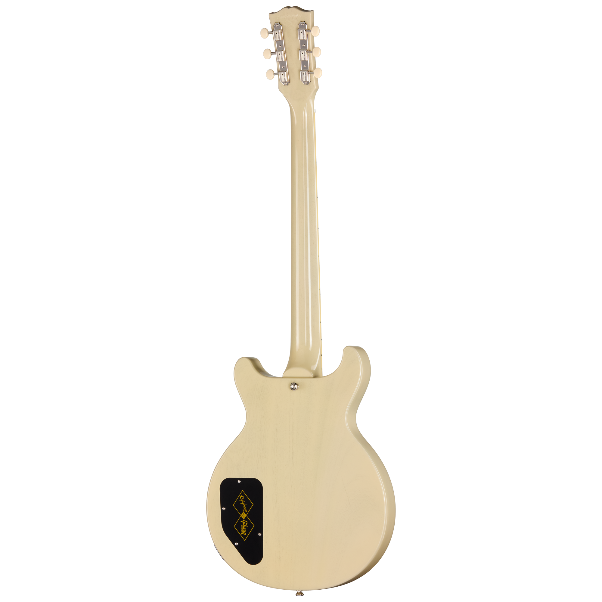 E-Gitarre, Cremefarben, Massivkorpus, Ahornhals, Vintage-Mechaniken